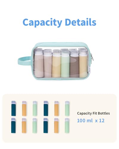 Narwey Clear Travel Toiletry Bags for Traveling Toiletries Men Women, Clear Makeup Bag Cosmetic Bag with Zipper, Make Up Pouch Organizer Bag with Handle, Skincare Beach Snack Medicine Bag, Green - color: Clear-Mint Green