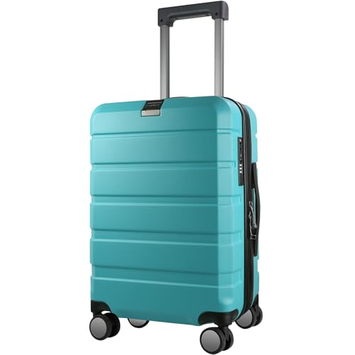 KROSER Hardside Expandable Carry On Luggage with Spinner Wheels & Built-in TSA Lock, Durable Suitcase Rolling Luggage with USB Port, Carry-On 20-Inch, Lake Blue - color: Lake Blue
