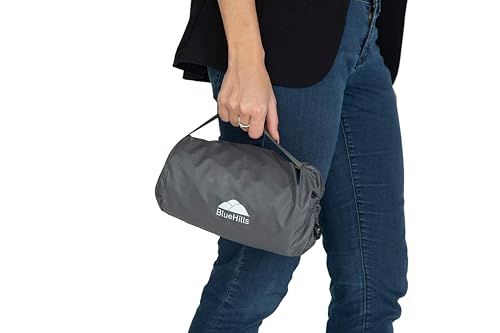 BlueHills Ultra Compact Travel Blanket Pillow in Portable Bag Case Soft 70 X 56 with Strap Backpack Clip Premium Cozy Soft Compact Pack Large Blanket for Airplane Flight Layover Grey - Gray C002 - color: C002-gray