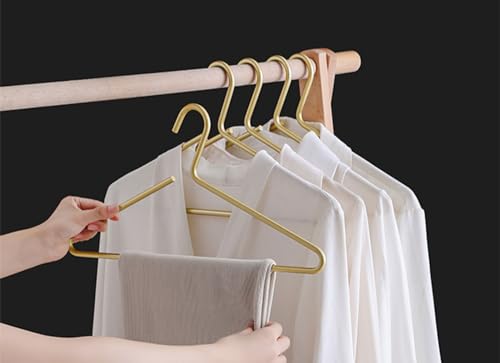 Premium Matte Gold Aluminum Coat Hangers 6 Piece Set, 16.5” Extra Smooth & Durable Metal Shirt Dress Hanger,Aluminum Alloy Hanger,Clothing Support,Clothing Hang - style: Golden Elegant Hanger（6）