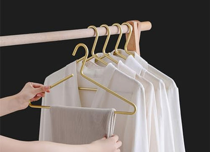 Premium Matte Gold Aluminum Coat Hangers 6 Piece Set, 16.5” Extra Smooth & Durable Metal Shirt Dress Hanger,Aluminum Alloy Hanger,Clothing Support,Clothing Hang - style: Golden Elegant Hanger（6）