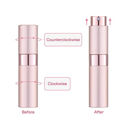 Tekson 5PCS 8ml Travel Perfume Atomizer Refillable, Mini Cologne Spray Bottle Empty, Small Aftershave Sprayer for Liquid Dispenser (Pink) - color: pink