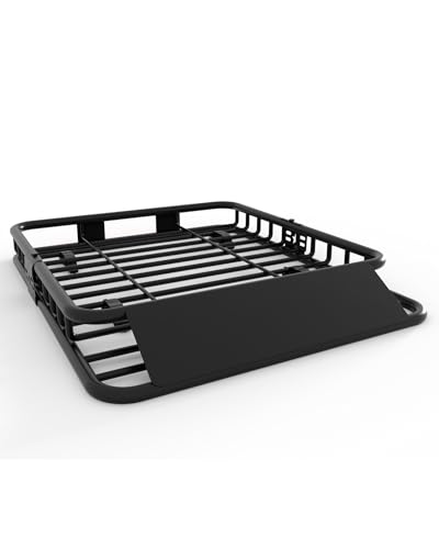 DEXSO 46" x 36" Universal Roof Rack Carrier Basket, 200 Lbs Capacity Roof Cargo Basket with Extension Luggage Holder Basket Heavy Duty for SUVs, Trucks, Vehicles - size: 46" x 36" x 6"
