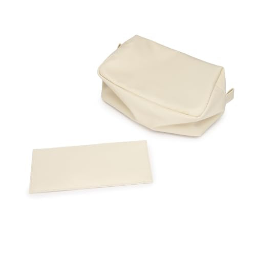 Organizer Bag Lightweight Cosmetic Bag with Ring Clasp Perfect Travel Makeup Bag for Women nylon Stand Up Design (Creamy White/Nylon) - color: Creamy White/Nylon