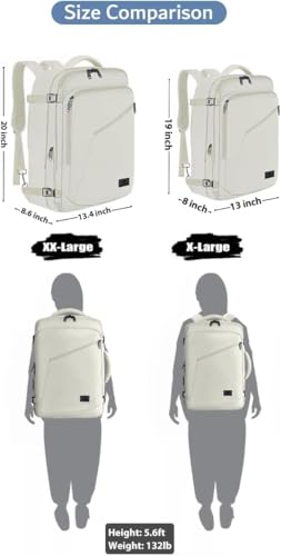 MATEIN Large Travel Backpack Women, Lightweight Carry on Backpack & Hidden Shoulder Straps, Waterproof Anti-Theft Daypack for Flight, Expandable Hiking Weekend Daypack, Travelling Gifts, Beige - color: Light Beige, size: X-Large