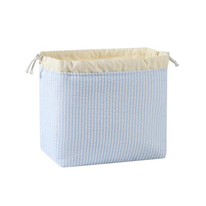 Cotton Quilted Seersucker Makeup Bag with Canvas Lining,Coquette Aesthetic Cute Travel Toiletry Bag,Drawstring Gift Bag for Women and Girls（Seersucker） - color: Seersucker