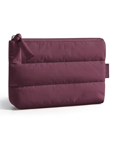 BAGSMART Small Puffy Water-Resist Makeup Bag for Women - color: Cherry Red, size: Small