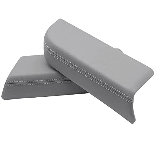 PIT66 PU Leather Front Door Panels Center Consoles Armrest Covers, Compatible with 09-15 Honda Pilot Left Right Side Gray
