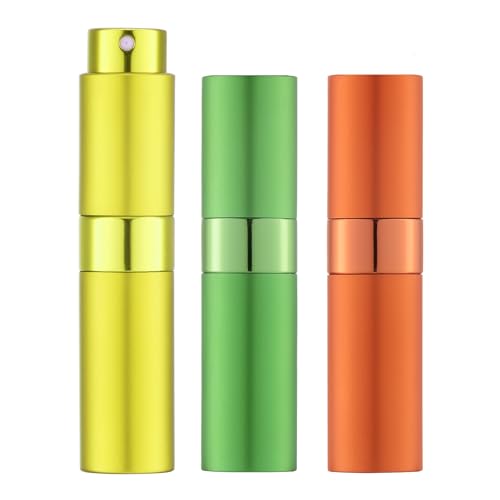 LISAPACK 8ML Atomizer Perfume Spray Bottle for Travel (3 PCS) Empty Cologne Dispenser, Portable Sprayer (Yellow, Green, Orange) - color: 3 Color5
