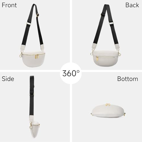 GAEKEAO Crossbody Bags for Women Fashion Sling Purse Fanny Pack Leather Belt Bum Bag Chest Shoulder Bag for Travel Beige - color: A02 Beige