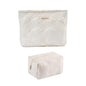 RSRSLEII 2Pcs Quilted Cotton Coquette Makeup bag, Coastal Granddaughter Aesthetic Cosmetic Bag, Cute Seashell Portable Travel Toiletry Pouch (2Pcs White) - color: 2Pcs White