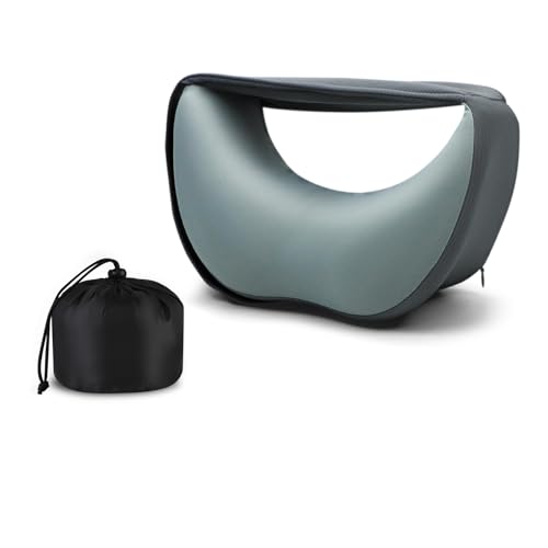 3-in-1 Memory Foam Travel Neck Pillow – Adjustable, Machine Washable & Portable for Airplane, Car, Office – Converts to Scarf & Eye Mask – Ultimate Neck Support for Long Flights - color: Gr, size: Small