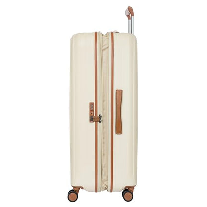 Bric's Taormina Ultra-Light Checked Luggage – Expandable Hard Shell Suitcase with TSA Lock, Anti-Tamper Zippers & 360 Spinner Mobility Wheels - 32 Inch, Cream - color: Cream, size: Checked-Extra Large