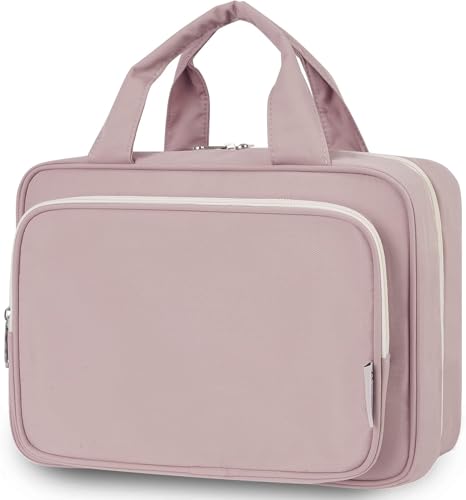 Narwey Travel Toiletry Bag for Women Large Hanging Makeup Bag Organizer Toiletries Bag for Full Size Essentials Accessories Cosmetics (Dusty Rose (Large)) - color: A-Dusty Rose, style: Large