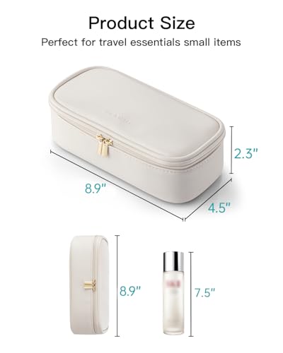 Vlando Travel Makeup Bag,Small Makeup Pouch Cosmetic Bag for Women Makeup Organizer Bag Gifts for Women Girlfriend Teacher Mom Brithday Gifts-White - color: 01-White
