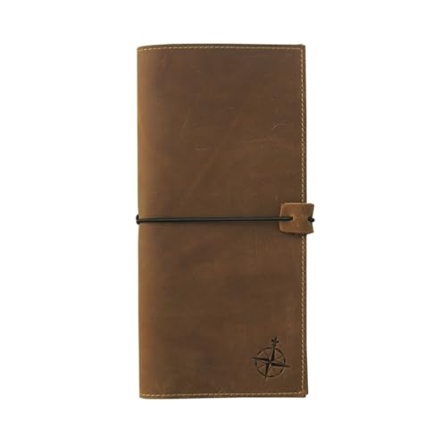 WANDERINGS Genuine Leather Passport Wallet - 4.25 x 9 - Large Leather Passport Holder for Travel - Folding Leather Travel Wallet Case with RFID Blocking, Travel Organizer for Men and Women - style: Tall
