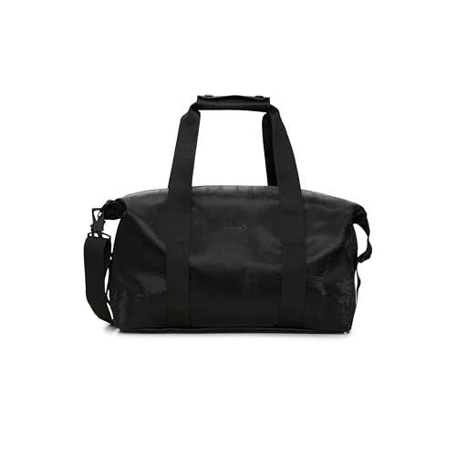 RAINS Hilo Weekend Bag Small - Coal Waterproof Travel Duffel for Men and Women - Compact Black Duffle with Coated Zip, Adjustable Strap, Compression Straps - 2 Year Warranty - color: Coal