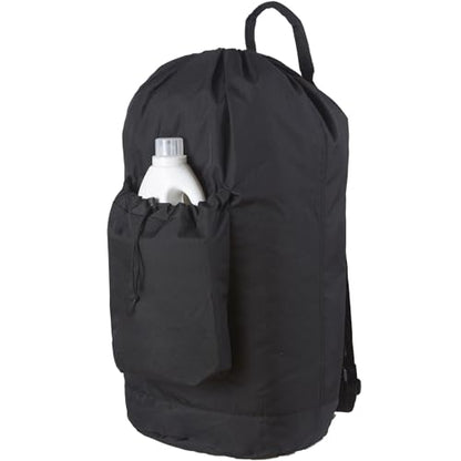 Seiritex Laundry Backpack Bag, Dirty Clothes Travel Laundry Bag with Shoulder Straps for College Dorm Room (Black) - color: Black