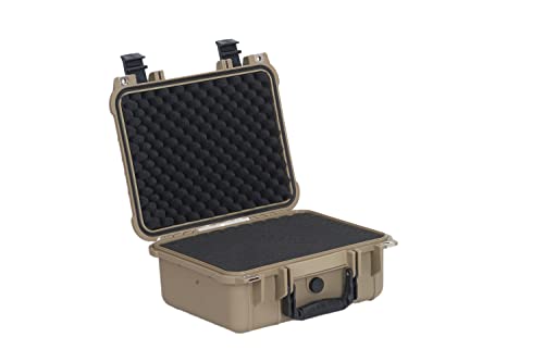 MEIJIA Portable All Weather Waterproof Protective Case,Hard Case,Camera Case With Customized Fit Foam,Fit Use of Drones,Camera,Equipments,Pistols,13.35 x11.63x5.98inches (Desert Tan) - color: Desert Tan