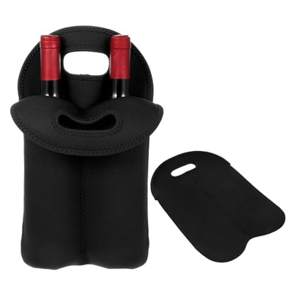 Wine Carrier 2 Bottle Carrier Tote Bag for 750ML Wine Bottles Neoprene Insulated Travel Protector Bags Reusable, Black