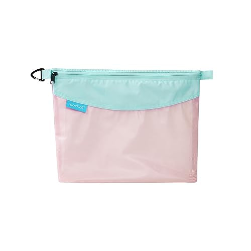 pack all Water-resistant Material Zipper Pouch, Mesh Zipper Bag for Storage, Travel, Office (Large, Pink) - color: Pink, size: Large