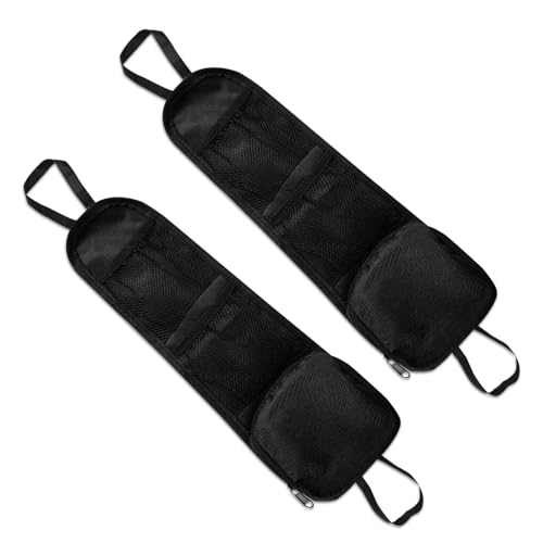 2PCS Car Seat Storage Hanging Bag, Car Seat Side Organizer, Multifunctional Cars Mesh Net Pocket, Multi-Pocket Seats Side Storage Interior Accessories Universal for Cars SUV (Black, 2PCS) - color: Black, size: 2PCS