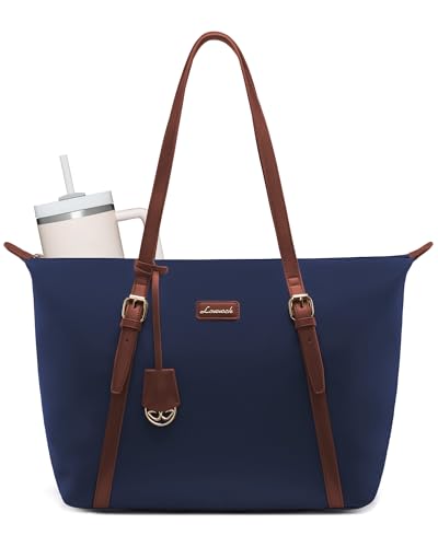 LOVEVOOK Laptop Tote Bag for Women, Lightweight Work Tote with Cup Holder, Waterproof Large Computer Bag for Office Travel - color: Blue, size: 15.6Inch