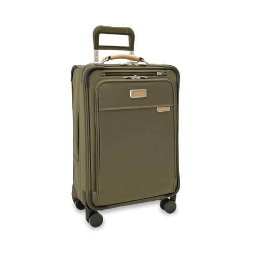Briggs & Riley Essential 22" Carry On Expandable Spinner - Luggage for Travel, Suitcases with Wheels, Softside Rolling Bag for Men & Women, Self-Repairing Zipper - Baseline Collection, Olive - color: Olive, size: 22" Essential Carry-On