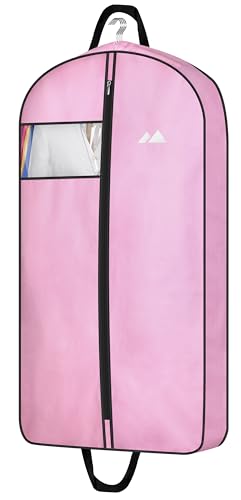 MISSLO 43" Pink Garment Bags for Travel for Women Waterproof Oxford Fabric Suit Bags for Closet Storage Dress Cover Hanging Clothes Bag - color: Pink, size: 43 inch
