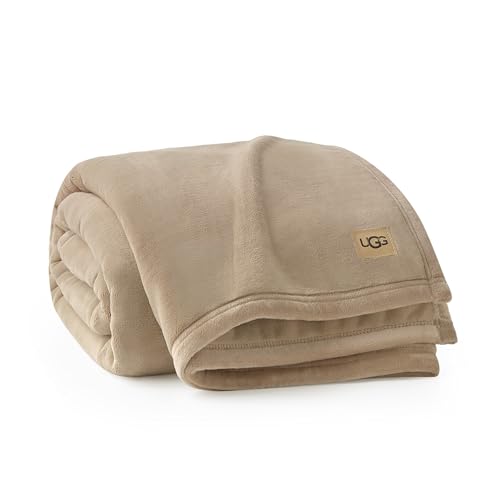 UGG Coco Throw Blanket – Home Accent Blanket for Bed & Couch, Luxury Fluffy Bedding, House Warming Gifts or Luxurious Birthday Gifts for Women, 50" x 70", Beige Mustard Seed - color: Beige
