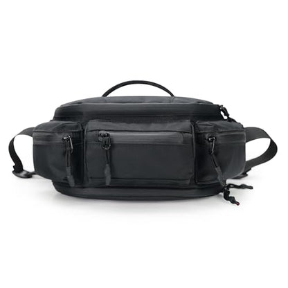reeyee tactical fanny pack Fanny Pack for Men Women,Water-Resistant Sling Bag,Reflective Zipper, Utility Cycling Waist Pack, 6.5L Expandable Motorcycle Hip Bag Belt Outdoor Hiking Fishing Bumbag