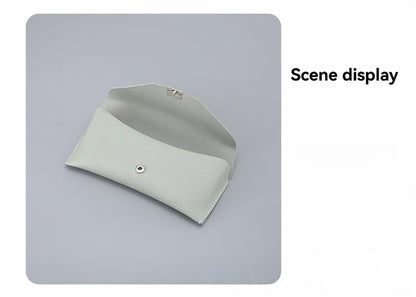 Portable Leather Glasses Case Anti-pressure Glasses Bag Coin Purse Storage Bag Suitable for Men and Women - color: Square Buckle Pink