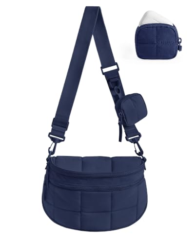 BAGSMART Small Crossbody Bags for Women, Puffer Cute Bum Bag with Pouch, Quilted Purse for Daily Travel College - color: Navy, size: 4.6L