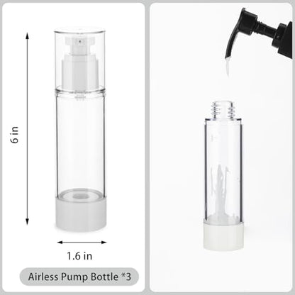 2.7OZ/80ML Clear Airless Pump Bottles, Lotion Dispenser Travel with Pump, Vacuum Plastic Travel Size Lotion Bottle for Foundation, Creams, Cosmetic(3 Pack) - size: 2.7 oz / 80 ml (3 pcs)