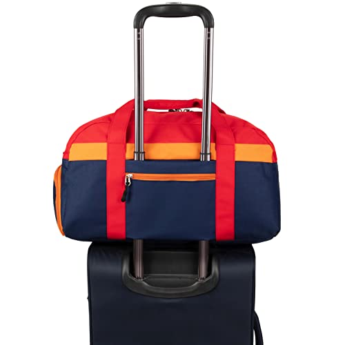 Kids Duffle Bag for Boys or Girls, Fit Sports Practice, or Overnight Travel Weekend (Navy Red) - color: Navy Red