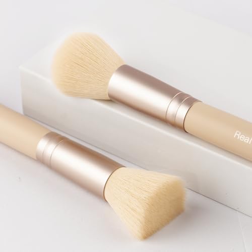 Real Perfection Makeup Brush Set 16 Pcs with 1 Eyebrow Razor Premium Synthetic Foundation Powder Concealers Eyeshadow Blush Makeup Brushes Make up Brushes Kit (Beige) - color: Beige