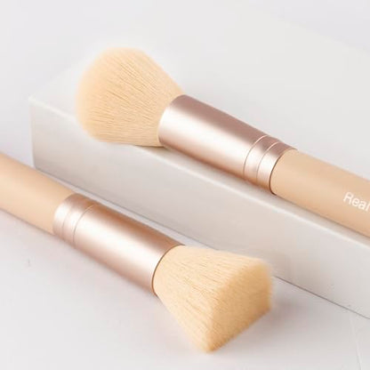 Real Perfection Makeup Brush Set 16 Pcs with 1 Eyebrow Razor Premium Synthetic Foundation Powder Concealers Eyeshadow Blush Makeup Brushes Make up Brushes Kit (Beige) - color: Beige
