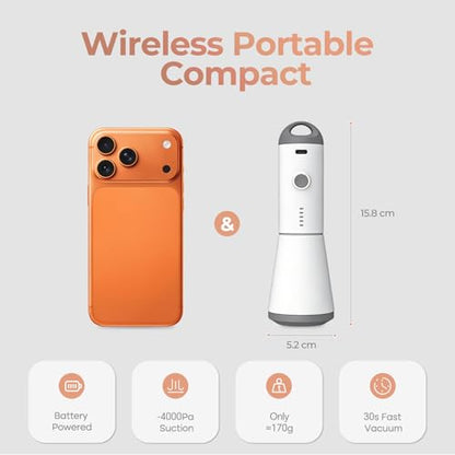 Portable Wireless Vacuum Sealer Pump,Powerful Air Compressor for Luggage Compression Bags with USB Fast Charging & Rechargeable
