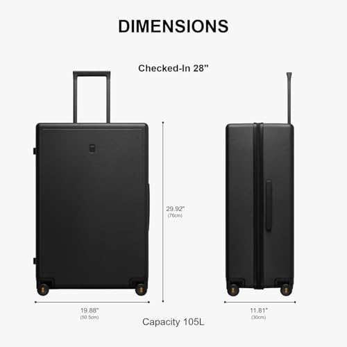 LEVEL8 Checked Luggage, Large Hardside Suitcases with Wheels 28 Inch Luggage, Luminous Textured Lightweight Hard Shell Suitcases Locks Tsa Approved, Black - color: Black, size: Checked-Large 28 Inch