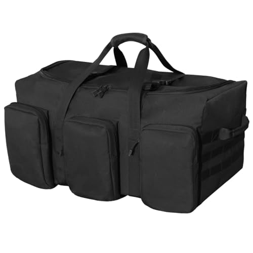 Large Military Travel Duffle Bag Tactical Camping Storage Utility Tote Bag Camping Kitchen Organizer with Deployment Cargo Bag Travel Sports Equipment (Black, Medium 21.65"x11.81"x11.81") - color: Black, size: Medium(21.65"x11.81"x11.81")