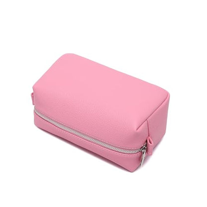 PU leather Organizer Bag Lightweight Cosmetic Bag with Ring Clasp Perfect Travel Makeup Bag for Women (Azalea Pink/PU) - color: Azalea Pink/PU