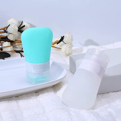 2 Pcs Silicone Travel Bottles,1.3oz Leak Proof Refillable Squeeze Containers with Transparent Carry Bag,Small Empty Travel Size Bottles for Shampoo,Conditioner,Lotion,Toiletries - color: 1.3oz Green White