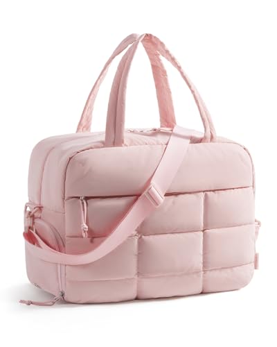 BAGSMART Gym Bag for Women, Carry on Travel Duffel Bag, Water-resistant Weekender with Shoe Compartment for Gym Travel Work, Light Pink, Medium - color: M-Light Pink, size: Medium