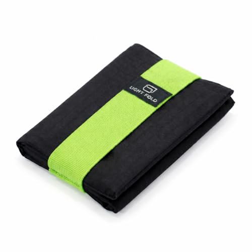 LIGHT FOLD Ultra Slim Tri-Fold Wallet with RFID Blocking, Lightweight Minimalist Men’s Wallet with Elastic Band, Waterproof Durable Nylon Fabric, Slim Front Pocket Card Holder Fits 12 Cards & Cash - color: Green