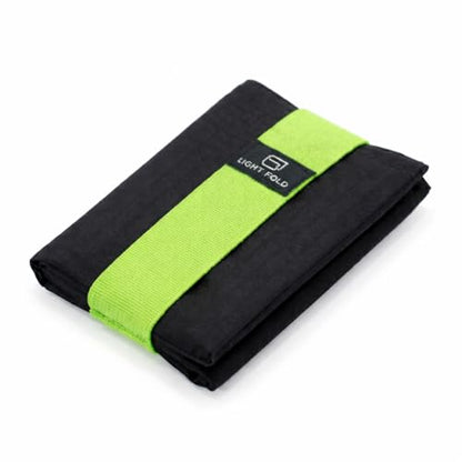 LIGHT FOLD Ultra Slim Tri-Fold Wallet with RFID Blocking, Lightweight Minimalist Men’s Wallet with Elastic Band, Waterproof Durable Nylon Fabric, Slim Front Pocket Card Holder Fits 12 Cards & Cash - color: Green
