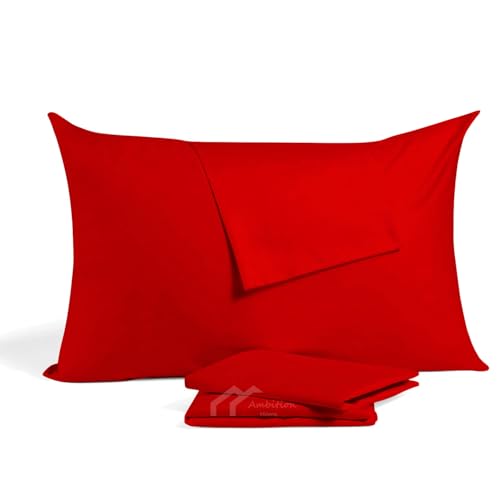 Toddler Travel Small Pillowcase 12x16 Inch Red Solid Zipper Closer Pillow case Set of 2 PC Travel Pillow Cover 500 Thread Count 100% Soft Egyptian Cotton Decorative Travel Pillow Cover - color: Red, size: Toddler 12x16