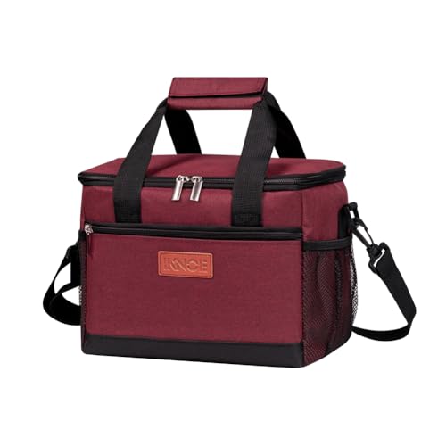 iknoe Insulated Lunch Bag, Foldable 8.5L Cooler Bag for Men & Women, Leakproof Thermal Design, Great for Office, Picnic, Travel, Lunch Box, Red - color: Red, size: Medium