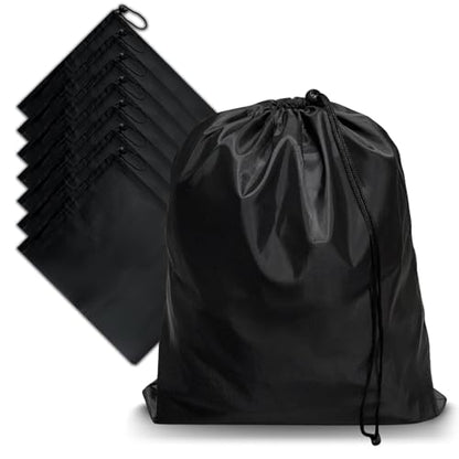 8-Pack Drawstring Bags with Toggle, Durable Nylon Backpack, Cinch Sack and Ditty Pouch for Gym, Sports, Travel, and Daily Use (Black, 8 x 11 Inch) - size: 8 x 11 Inch