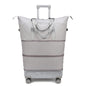 Expandable Rolling Travel Bag with Removable Wheels & Handle, Large Capacity Wheeled Duffle Tote, Foldable Carry On Luggage for Women, Lightweight Weekender Overnight Bag (Grey) - color: Grey