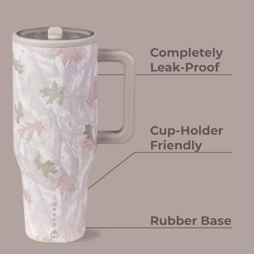 HydroJug Traveler - 40 oz Water Bottle with Handle & Flip Straw - Fits in Cup Holder, Leak Resistant Tumbler-Reusable Insulated Stainless Steel & Rubber Base - Gifts for Women & Men, Camo - color: Camo, size: 40oz